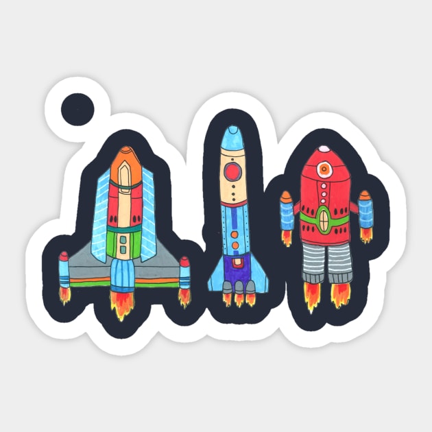 Spaceships Sticker by DoodlesAndStuff